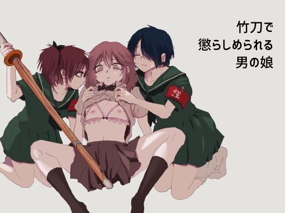 竹刀で懲らしめられる男の娘d_477644