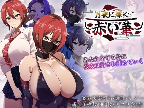 月夜に輝く赤い華d_608558