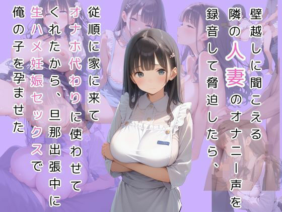 隣の押しに弱い奥さんが旦那の出張中にオナニー声漏らしてたから録音で脅して呼び出したら、オナホみたいに従順に生ハメさせて妊娠するまで中出ししまくったd_635572