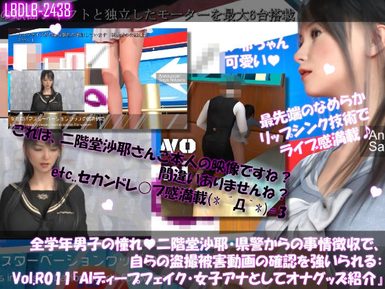【△100●100】学業成績学年一位の二階堂沙耶・県警からの事情聴取で、自らの盗撮被害動画の確認を強いられる:Vol.R011『沙耶のAIディープフェイク・女子アナとして女性向けオナニーグッズの紹介』d_656328