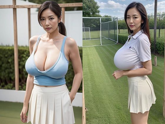 巨乳熟女とテニスウェアd_491280