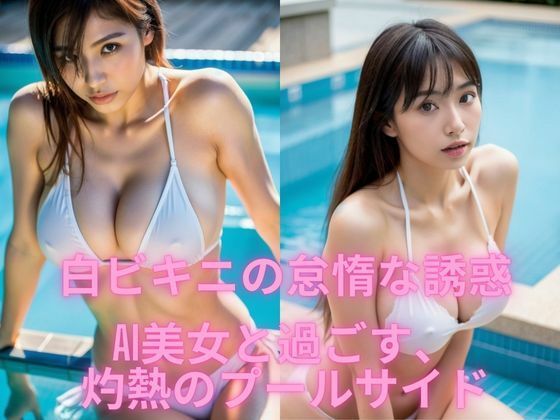 白ビキニの怠惰な誘惑 AI美女と過ごす、灼熱のプールサイドd_607973