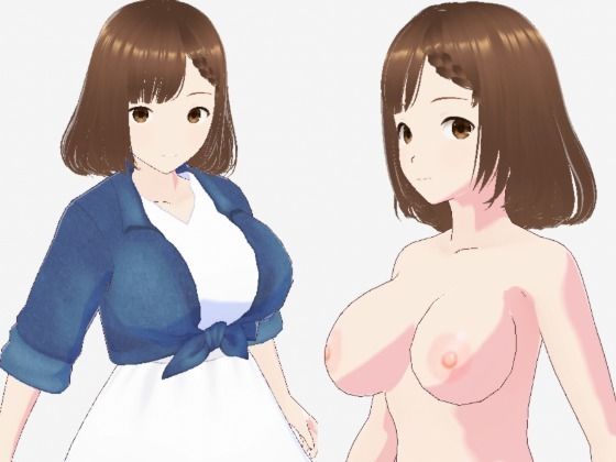 白いワンピースにデニムを羽織ったデートファッションのお姉さん(セリフなし 3DCGモデル イラスト集)d_718071