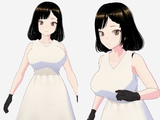 白ワンピースを着たお姉さん（セリフなし  3DCGモデル  イラスト集）d_726740