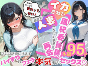 イカされた風紀委員長、清楚系人妻となって偶然再会。巧みな話術に抗えずパイずり＆フェラ→本気汗だくセックス！