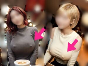 カフェでノーブラ？ 思わず二度見しちゃうエッッッッ！！！な着衣巨乳のお姉さん