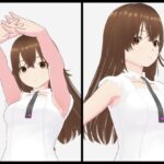 白い洋服の美女がポーズをとる（セリフなし  3DCGモデル  イラスト集）