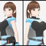 水色の服を着た巨乳のお姉さん（セリフなし  3DCGモデル  イラスト集）