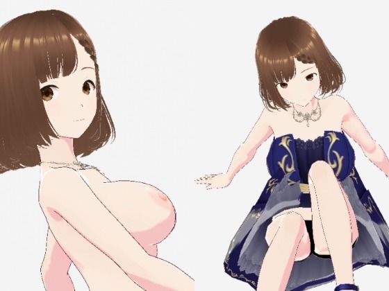 青いドレスを着た巨乳のお姉さん（セリフなし  3DCGモデル  イラスト集）