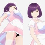 パープルヘアの巨乳の女性（セリフなし  3DCGモデル  イラスト集）