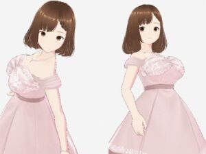 ベージュのワンピースを着たお姉さん（セリフなし  3DCGモデル  イラスト集）
