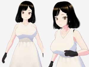 白ワンピースを着たお姉さん(セリフなし 3DCGモデル イラスト集)