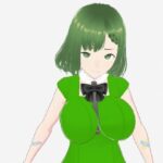 緑色の髪の毛と洋服を着たお姉さん（セリフなし  3DCGモデル  イラスト集）