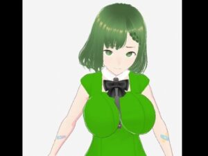 緑色の髪の毛と洋服を着たお姉さん（セリフなし  3DCGモデル  イラスト集）