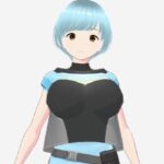水色ヘアーのショートカットのお姉さん（セリフなし  3DCGモデル  イラスト集）