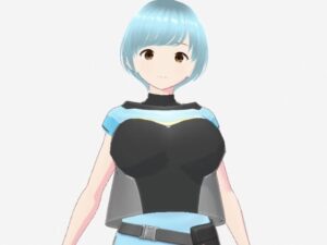 水色ヘアーのショートカットのお姉さん(セリフなし 3DCGモデル イラスト集)