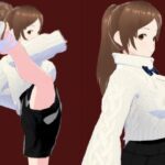 白いタートルネックセーターに黒いショートパンツのお姉さん（セリフなし  3DCGモデル  イラスト集）