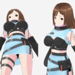 未来から来たような水色の服の巨乳のお姉さん（セリフなし 3DCGモデル イラスト集）