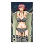 真夏にロングコートの女