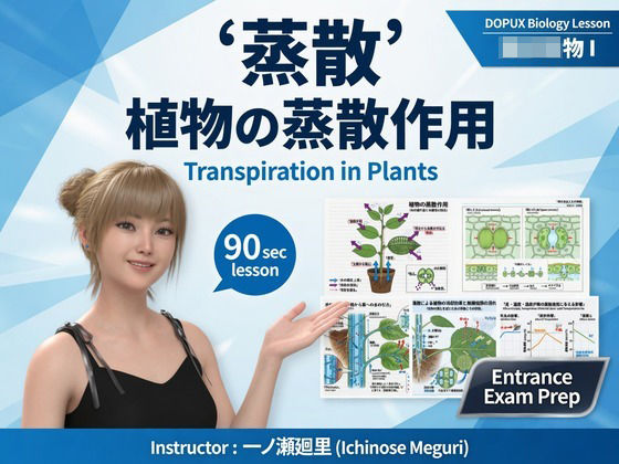 【▲20】一ノ瀬廻里 大学に進学し強豪予備校『DOPUX(ドピュックス』で生物I,IIを教える名物講師に!(Vol.027:蒸散)