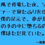 台風で停電した夜、ソファーで寝たふりをする僕の足元で、妻が息子の手の中に堕ちるのを僕はただ見ていた。